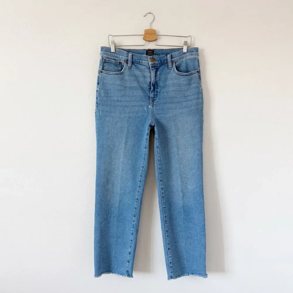 J. CREW Stovepipe Jeans Straight High Waist Blue Signature Stretch + Denim Sz 32